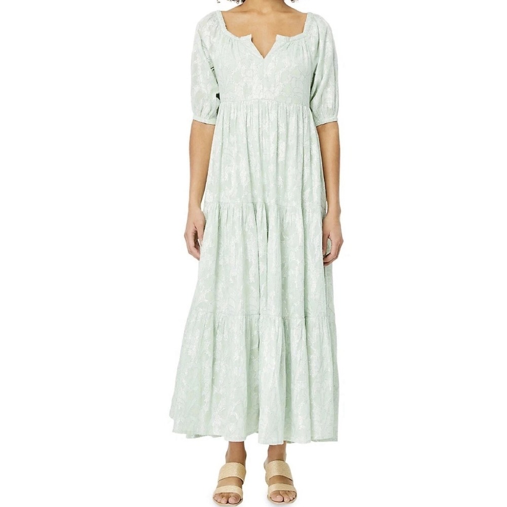 ROLLER RABBIT Clermont Zara Dress XL Tiered Shimmering‎ Puff Sleeve Sundress NWT
